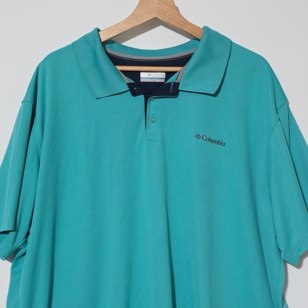 Columbia Polo Shirt Mens XXL Teal Excellent Omni-Wick Performance Short Sleeve